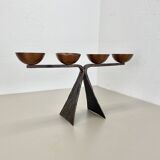 44cm Modernist Auböck Style Brutalist copper metal Candleholder, Austria 19