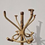 Vintage rattan bamboo parrot coat rack
