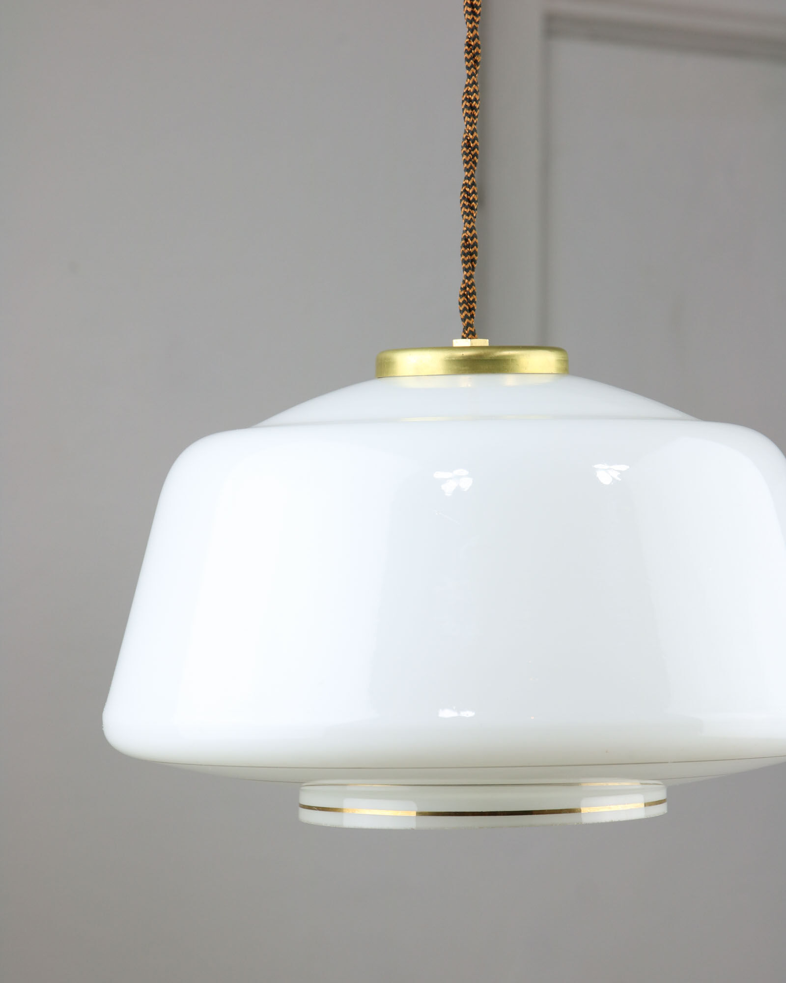 Mid-century Glass & Brass Pendant Lamp