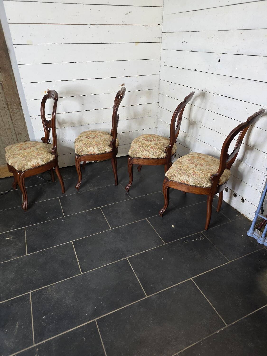 4 Louis Philippe style chairs from the 19th century in cherry wood.