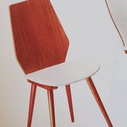 Set of 6 Baumann model 840 G2S chairs in varnished mahogany finish, 1963