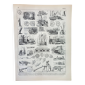 Gravure ancienne 1898, Bois, menuiserie, planche • Lithographie, Planche originale
