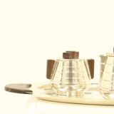 Art Deco Silver-Plated Tee or Coffee Set With Matching Tray, France, 1930s