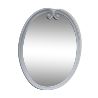 Oval mirror enamelled cast iron and its hook, circa 1950 39x49cm