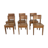 Suite of 6 oak chairs 1960