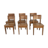 Suite de 6 chaises en chêne 1960