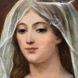 HST painting Madonna Holy Virgin late 19th century signed Chiery for restoration