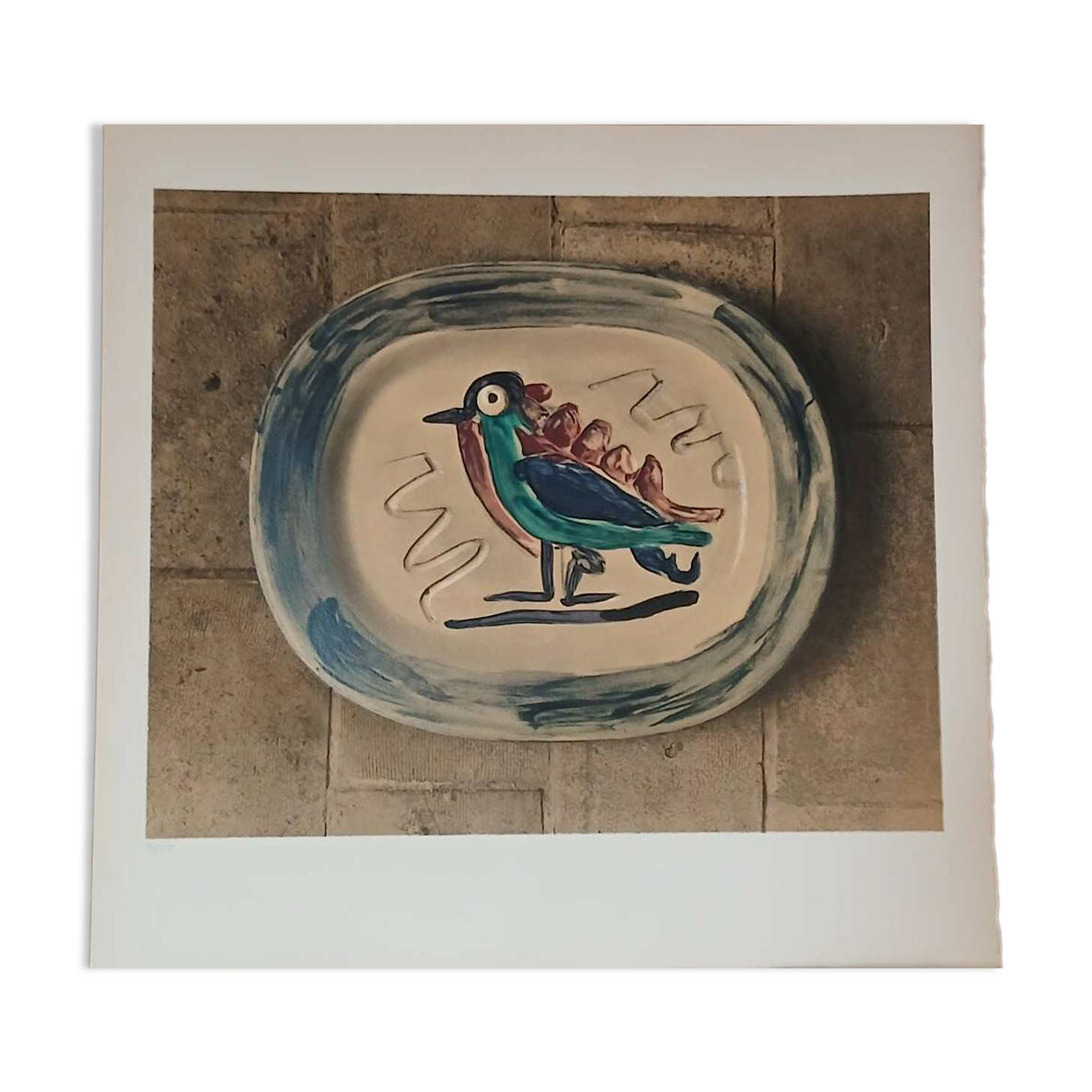 Pablo Picasso - Lithograph 86/100 Madoura ceramic, colorful bird 1967