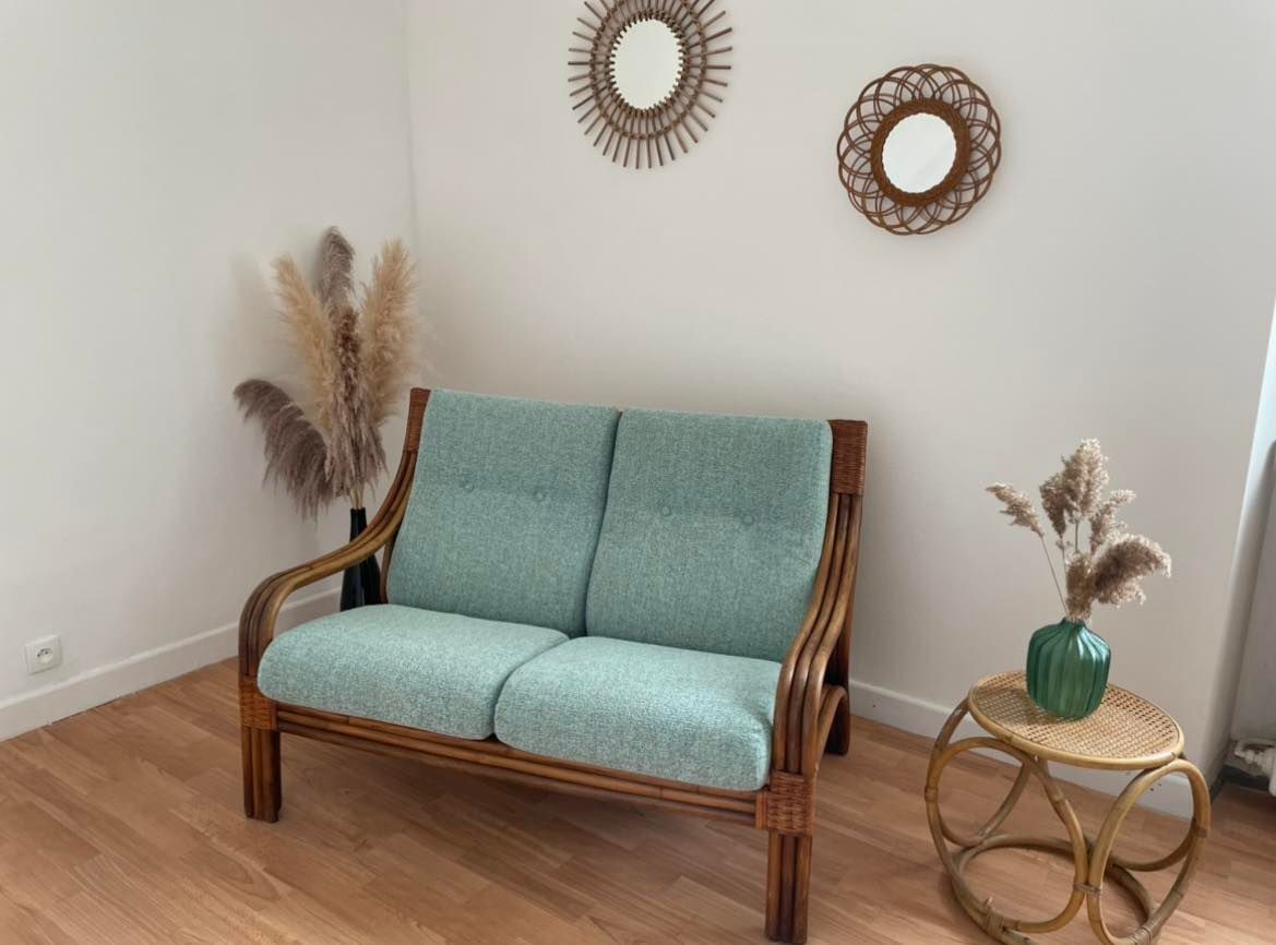 2-seater rattan bench
