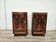 Pair of Art Deco bedside tables from the 1930s in burled walnut with marble tops.