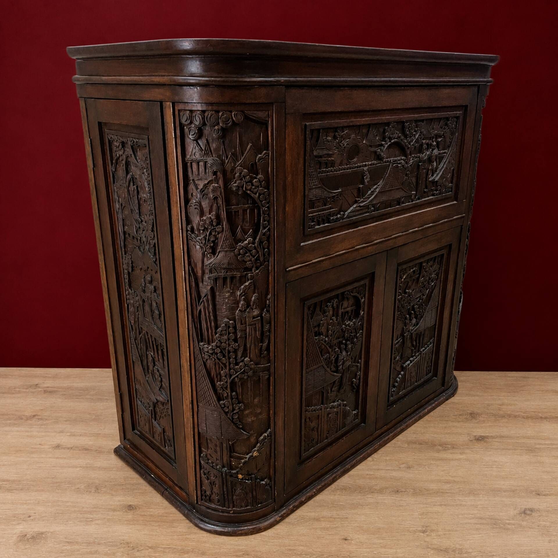 Vintage teak wooden Thai / Asian bar cabinet / drinks cabinet