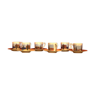 Set of 6 coffee cups with landscape décor Italy