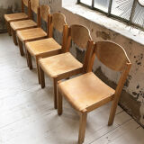 6 80s beech chairs