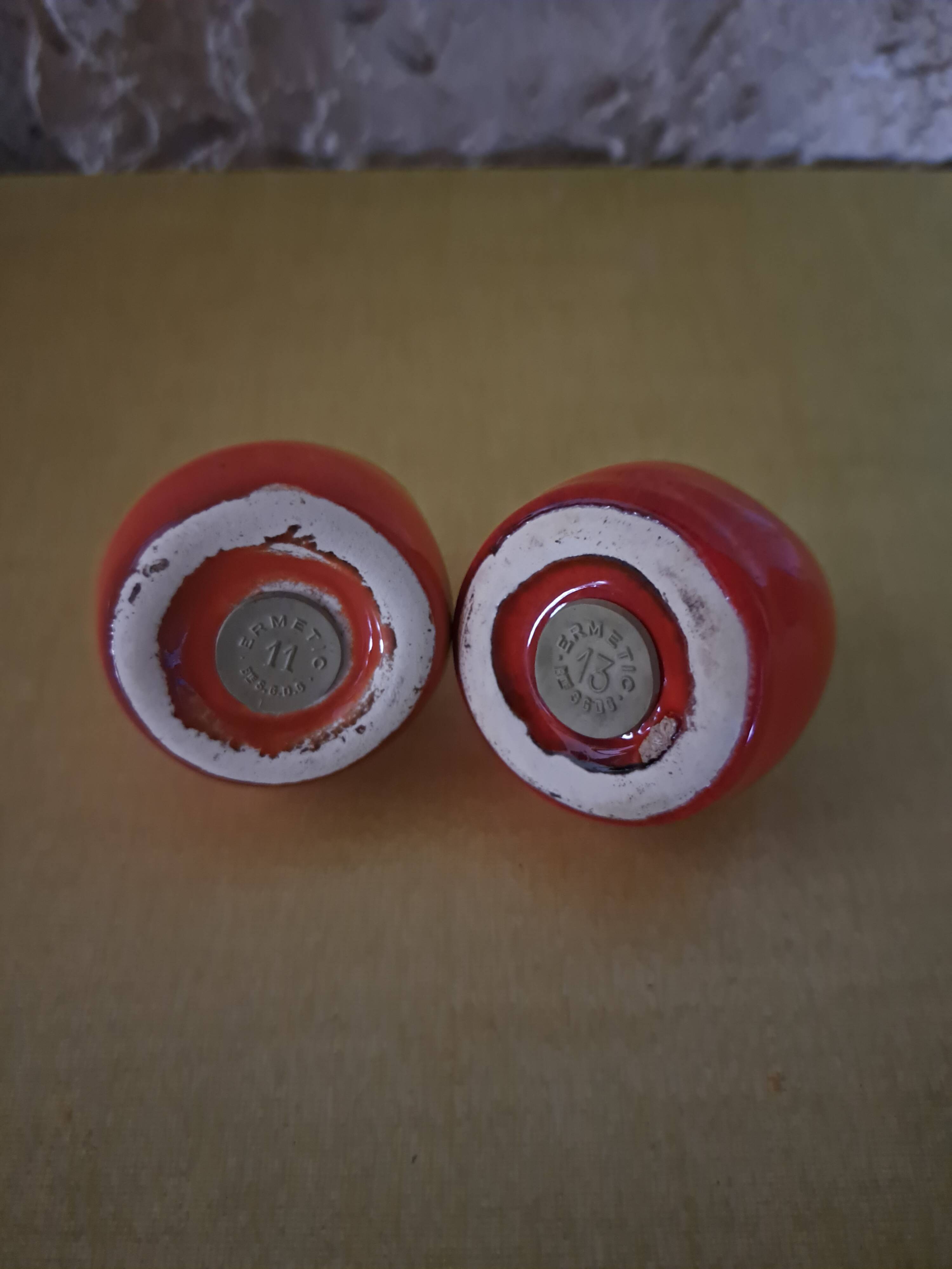 Vintage slip tomato salt and pepper shakers