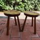 Pair of vintage 1960s solid pine ovoid Scandinavian stools