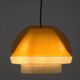 Vintage 1970s Philips Amber Acrylic & White Dome Mushroom UFO Pendant Lamp