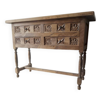 Antique Spanish hand-carved console table
