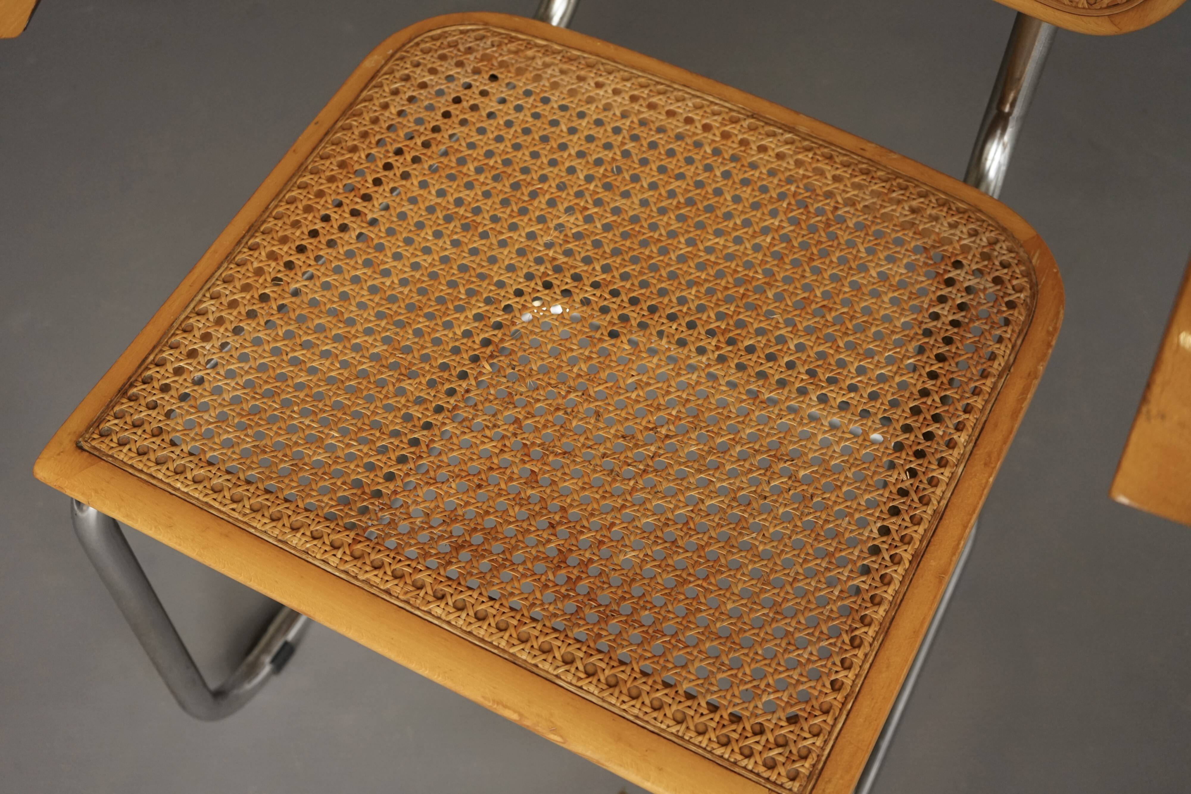 Fauteuils Cesca de Marcel Breuer. Italie, années 1960. Lot de 2