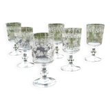 6 old guilloche glasses. Late 19th or early 20th century. baccarat or Saint Louis