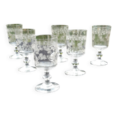 6 old guilloche glasses. Late 19th or early 20th century. baccarat or Saint Louis