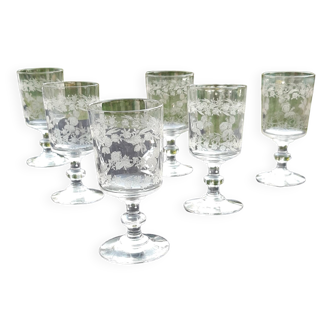 6 old guilloche glasses. Late 19th or early 20th century. baccarat or Saint Louis