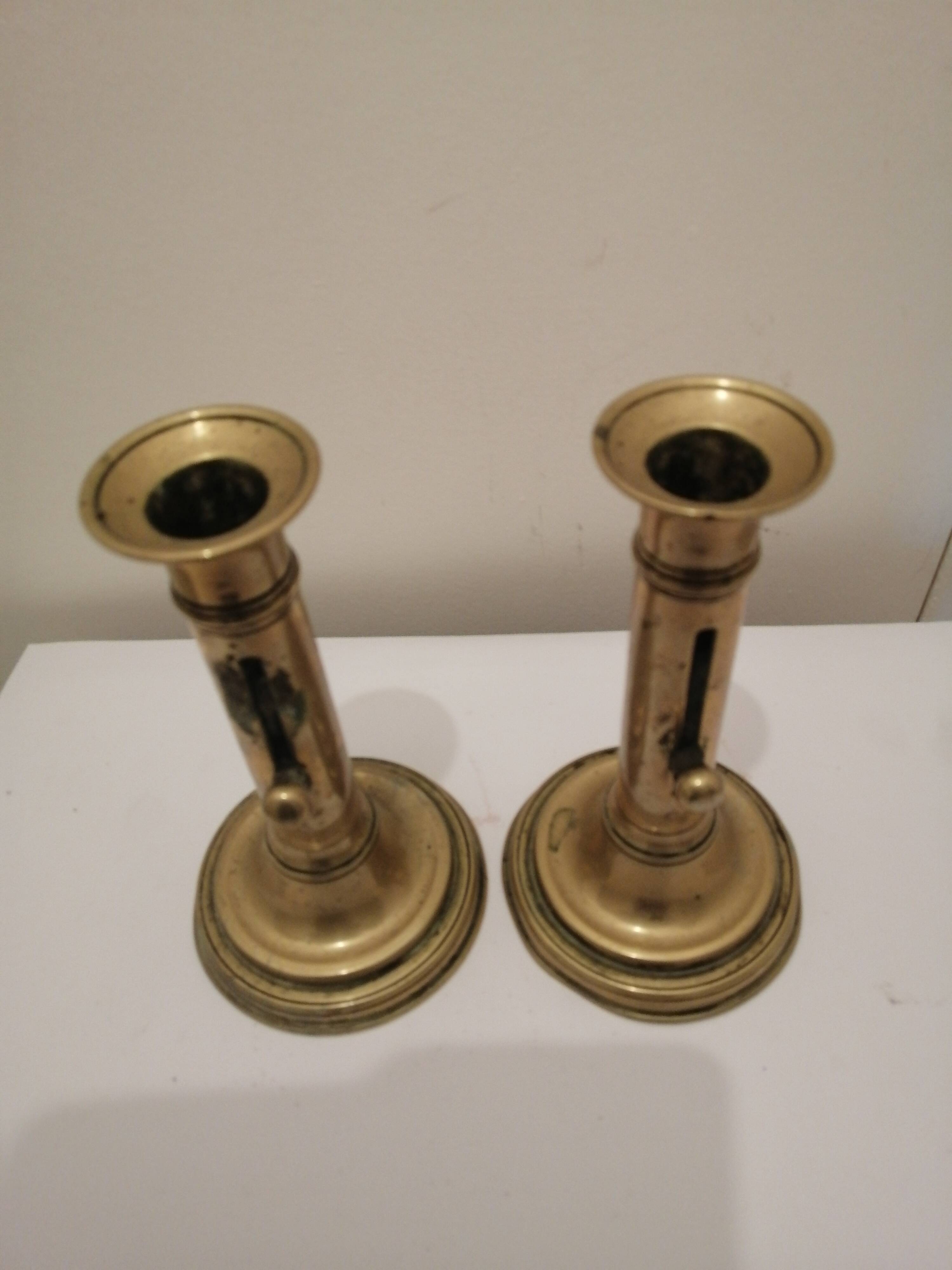 Two vintage copper candle holder