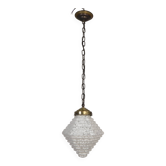 Art Deco pendant lamp with a hexagonal stepped glass shade, 1930s