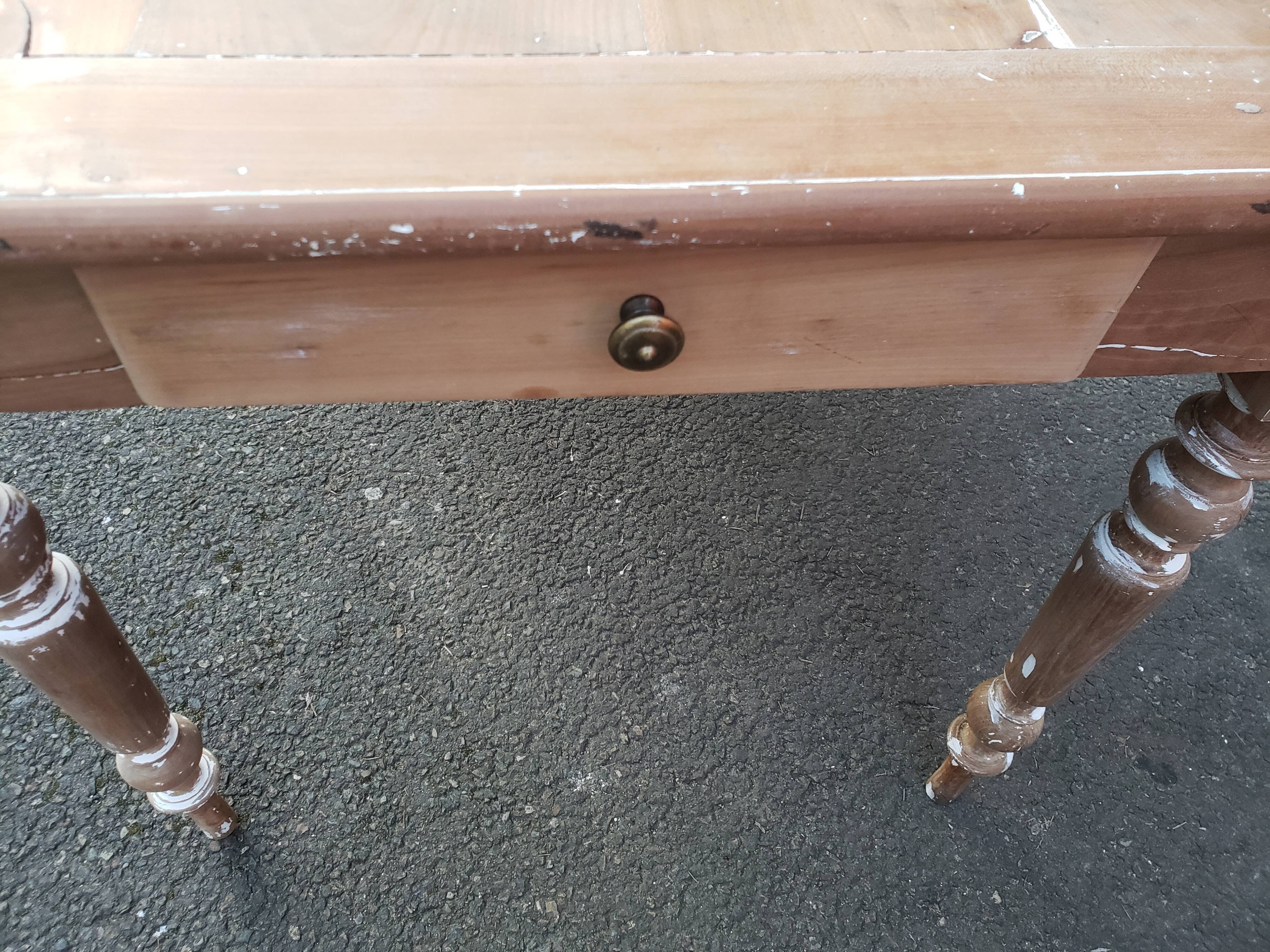 Old patina farm table turned feet