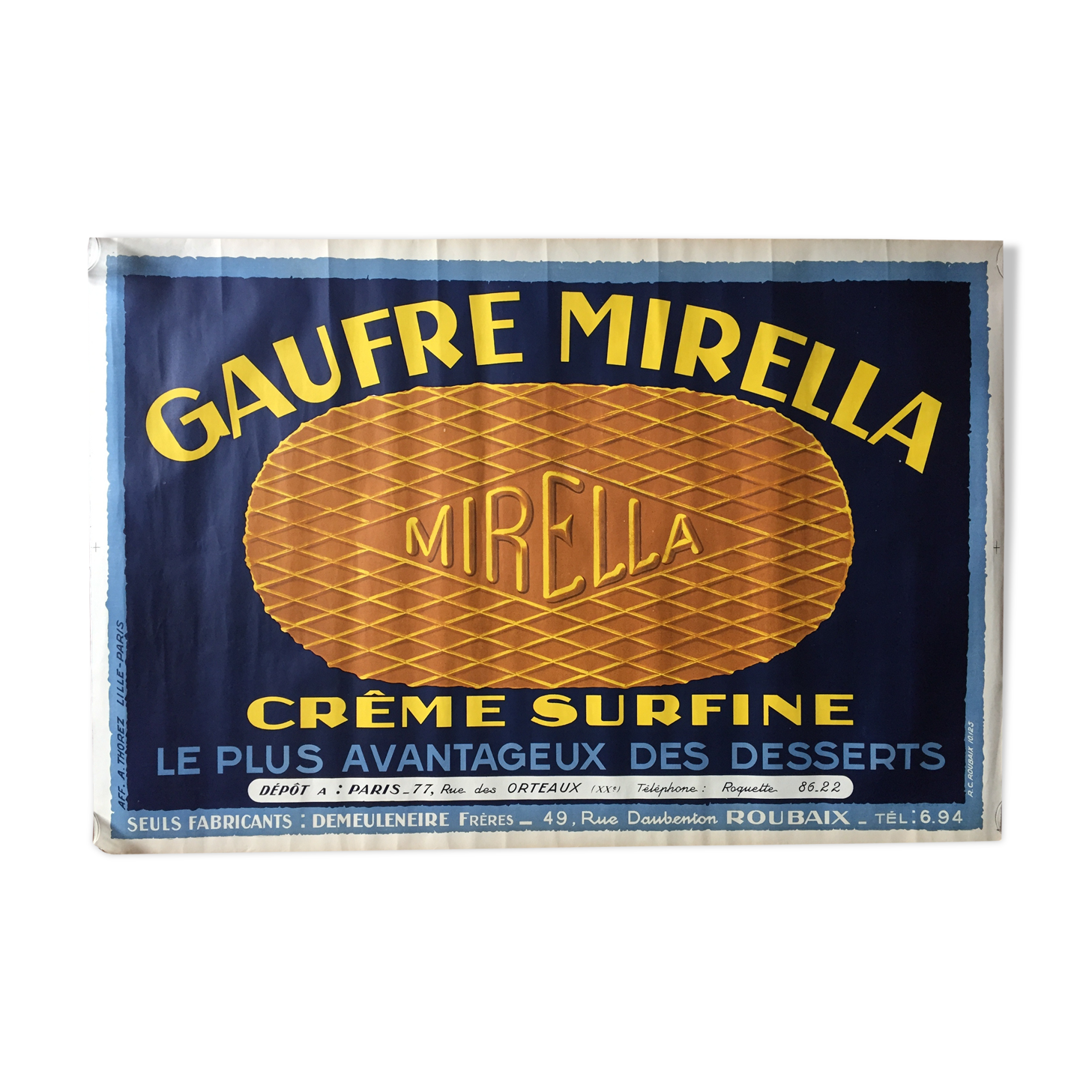 Old poster Waffle Mirella food 1920s