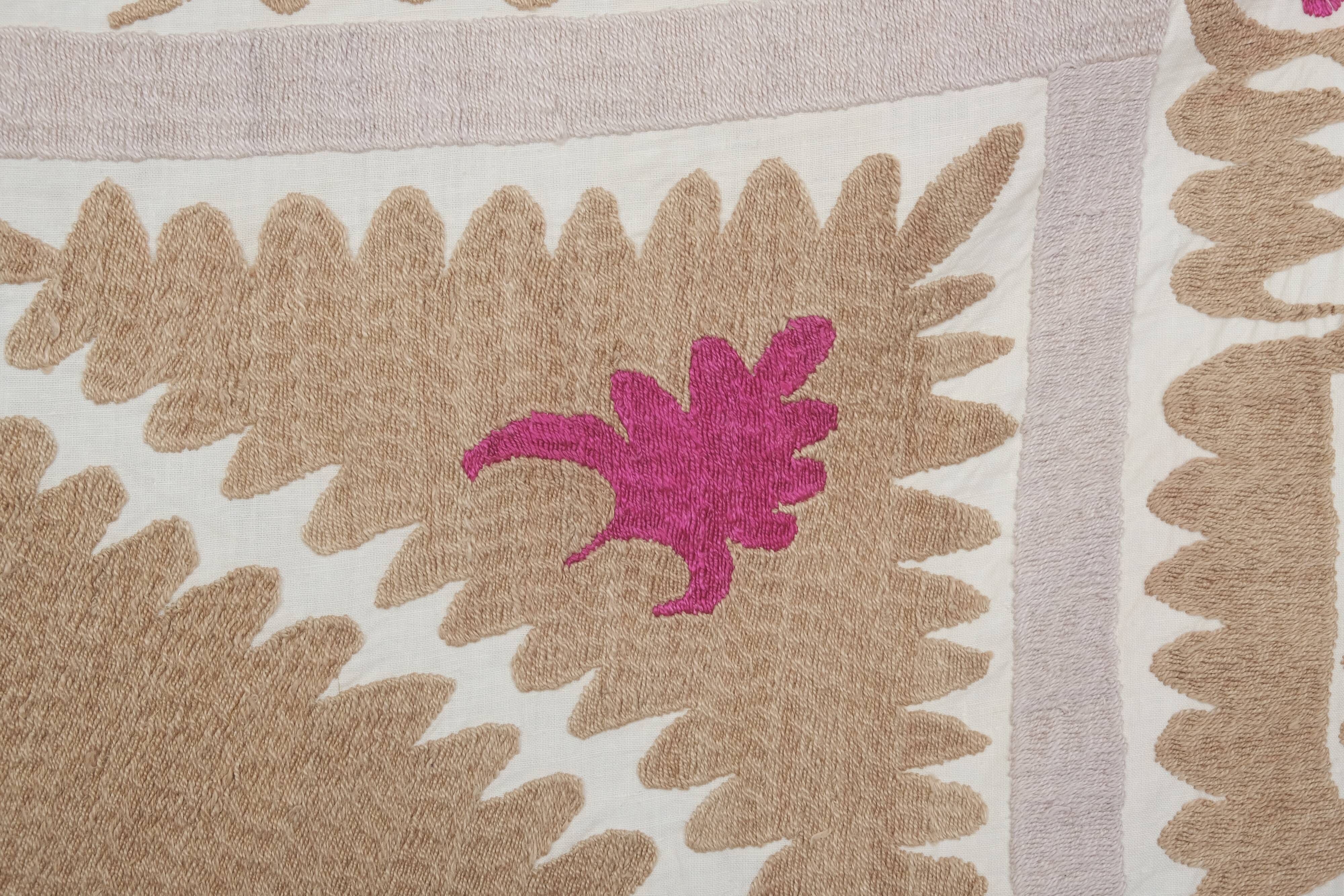 Vintage Suzani Pastel Tablecloth - Uzbek Embroidery Wall Hanging Decor