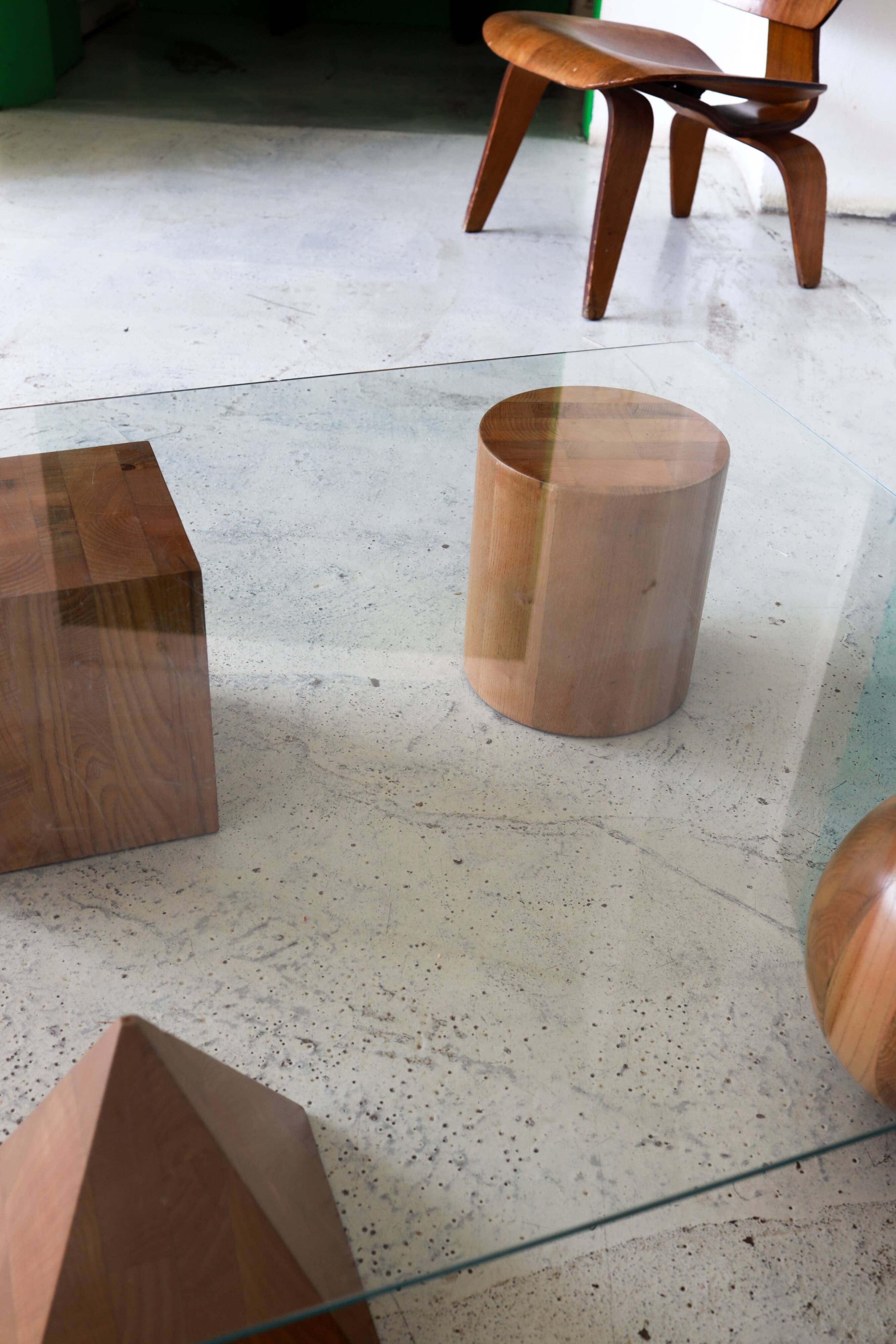 Metaforma coffee table in wood and glass top