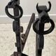Pair of vintage steel brutalist andirons