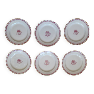 1 lot de 6 assiettes à dessert art-déco en porcelaine de Limoges