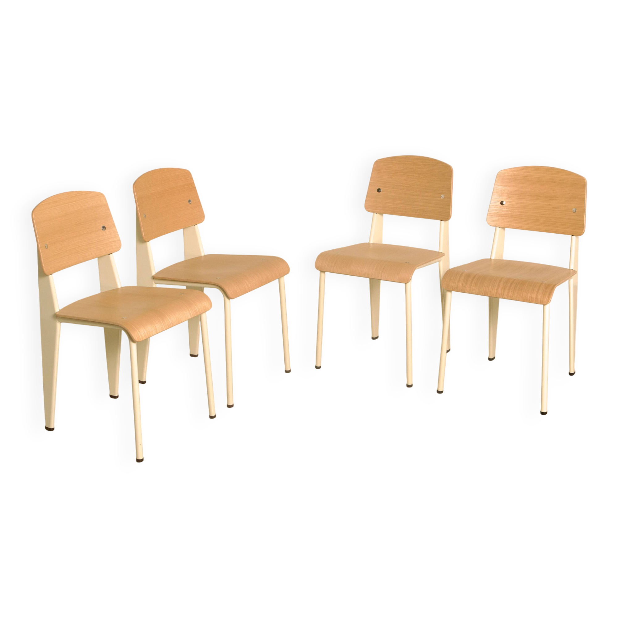 Set of 4 cream "Standard" chairs by Jean Prouvé for Vitra 00's