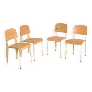 Ensemble de 4 chaises crèmes "Standard" par Jean Prouvé pour Vitra 00's