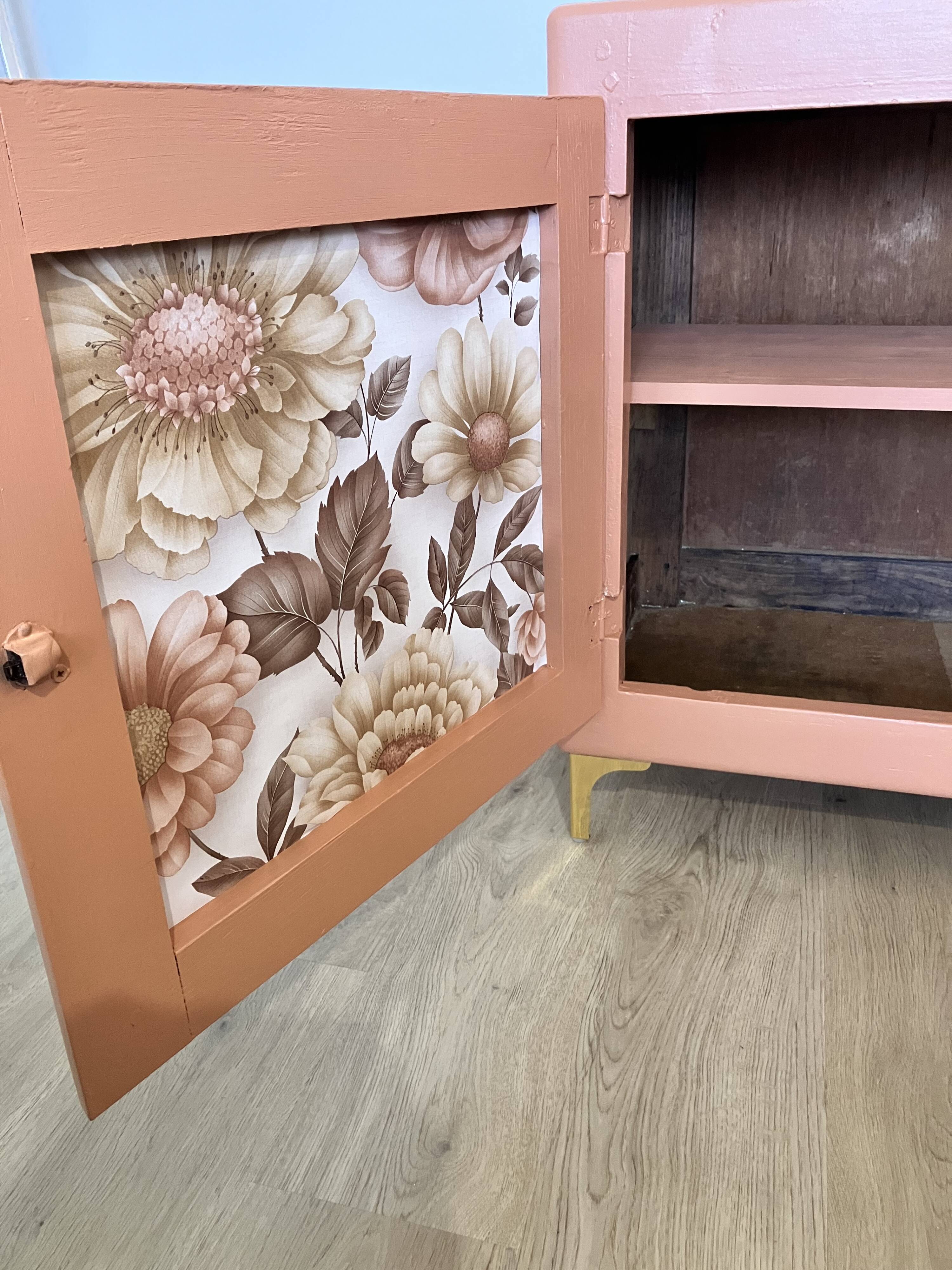 Terracotta painted wooden sideboard
