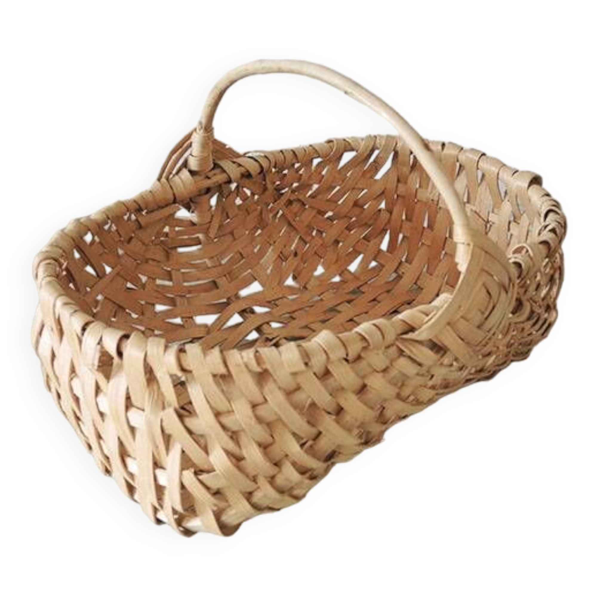 Old wicker basket / woven light leaves