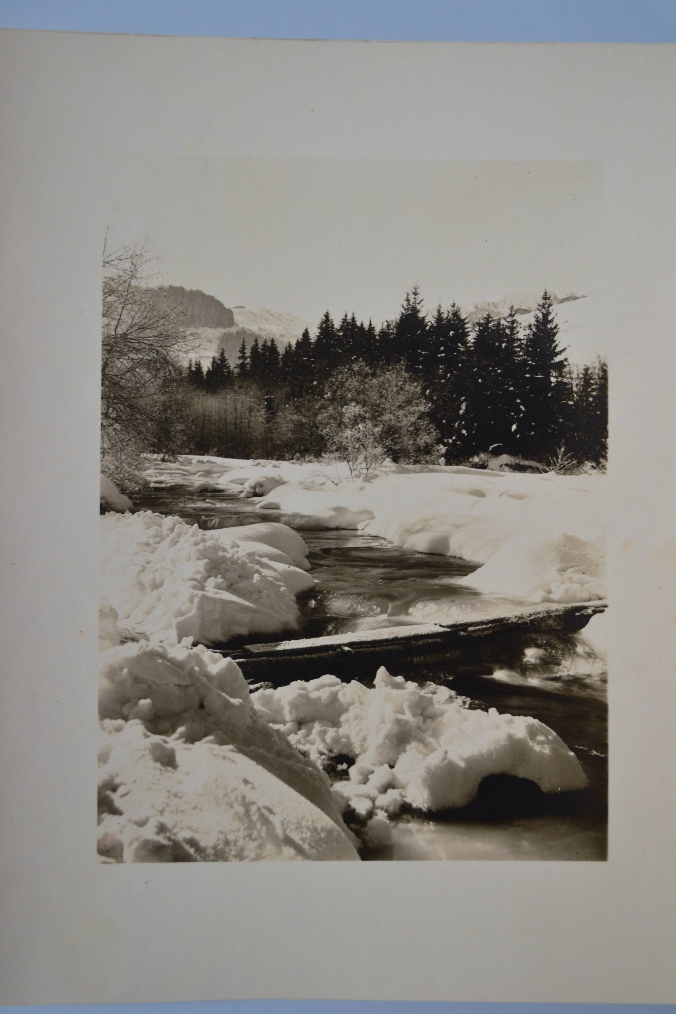 Old silver photo circa 1950 by L. Thomas in Morzine set of 3
