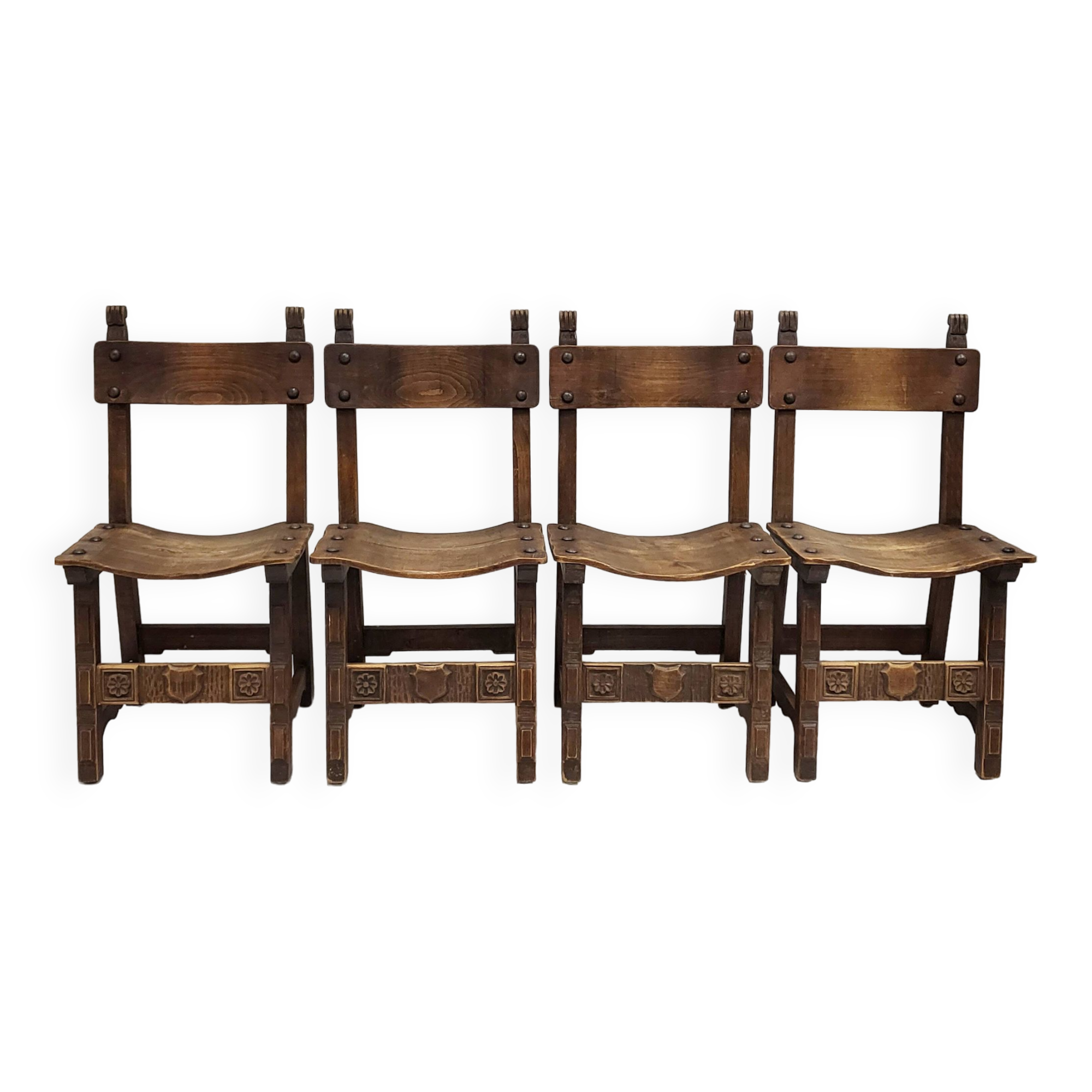 Set of 4 vintage brutalist chairs 1970