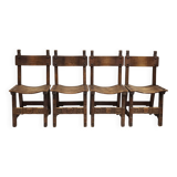 Set of 4 vintage brutalist chairs 1970