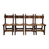 Set of 4 vintage brutalist chairs 1970