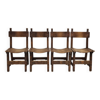 Set of 4 vintage brutalist chairs 1970