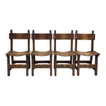 Set of 4 vintage brutalist chairs 1970