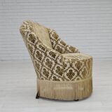 1950s, Danish lounge chair, furniture velour, ash wood legs.