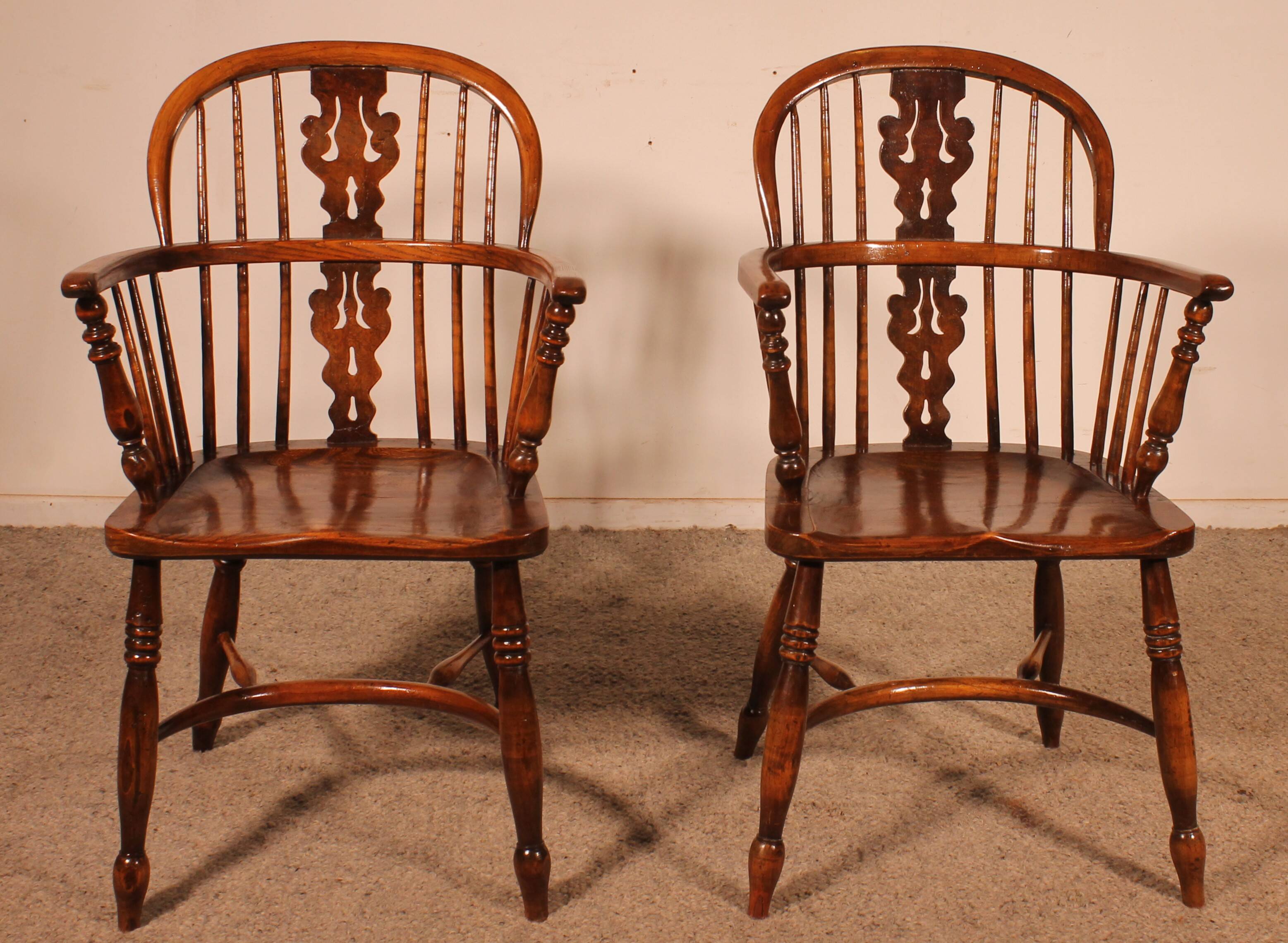 Pair of English Windsor Armchairs