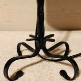 Lampe vintage pied en fer forgé et abat jour en soie