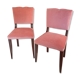 Set de 2 chaises anciennes en velour rose