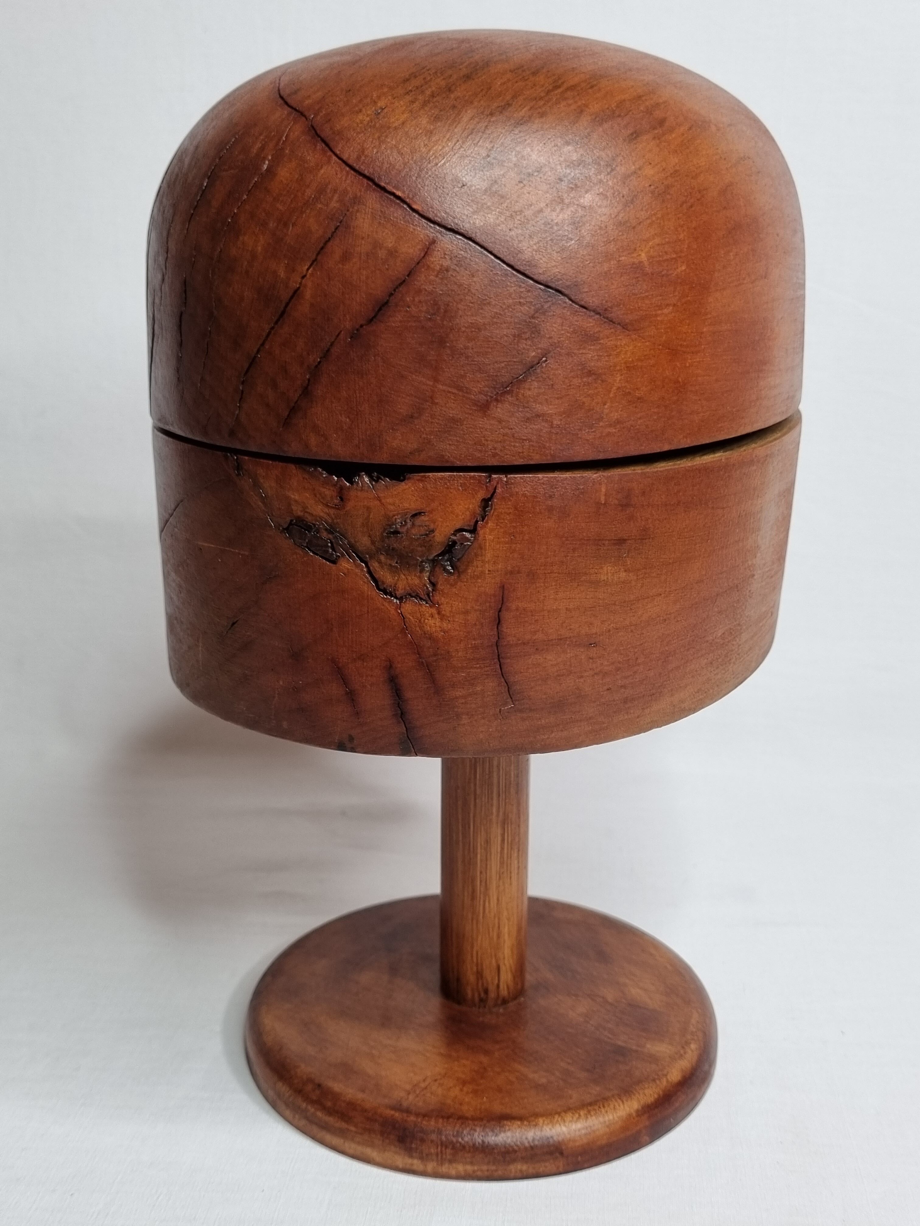 Old wooden hat shape on foot, 1900, 29 cm