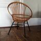 Rattan shell chair and metal feet