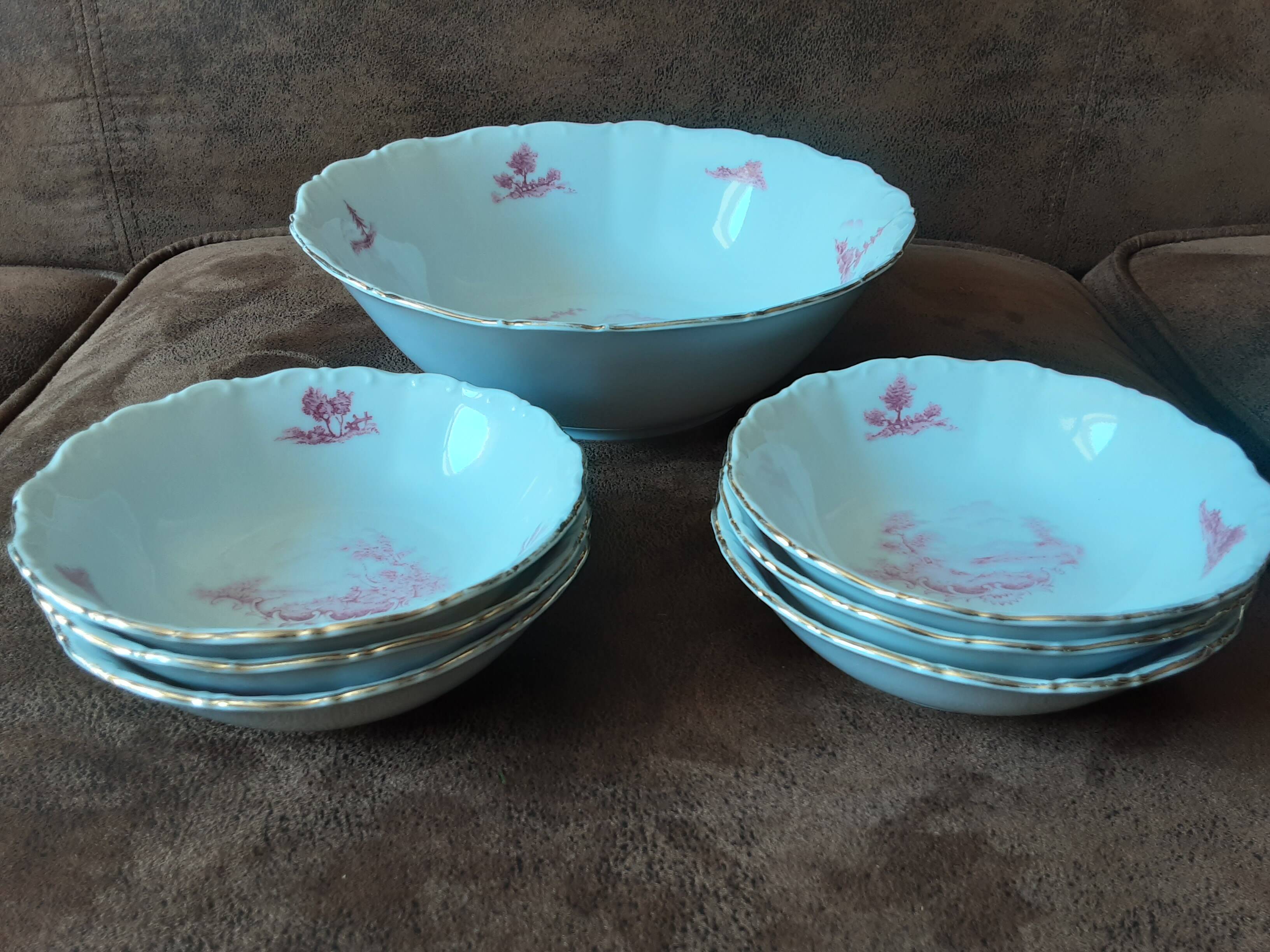 Bavaria porcelain cup and 6 bowl set